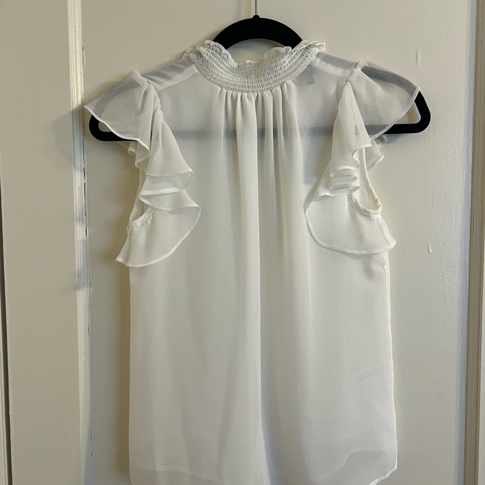 State White Ruffle Sleeve Blouse